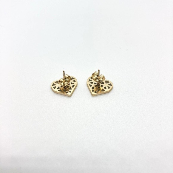 GOLD Geometric Heart Earring Pair - Picture 6 of 8